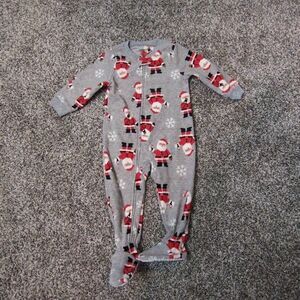 Carter's Baby  Boy's Size 18M Gray Fleece Footed Sleeper Santa